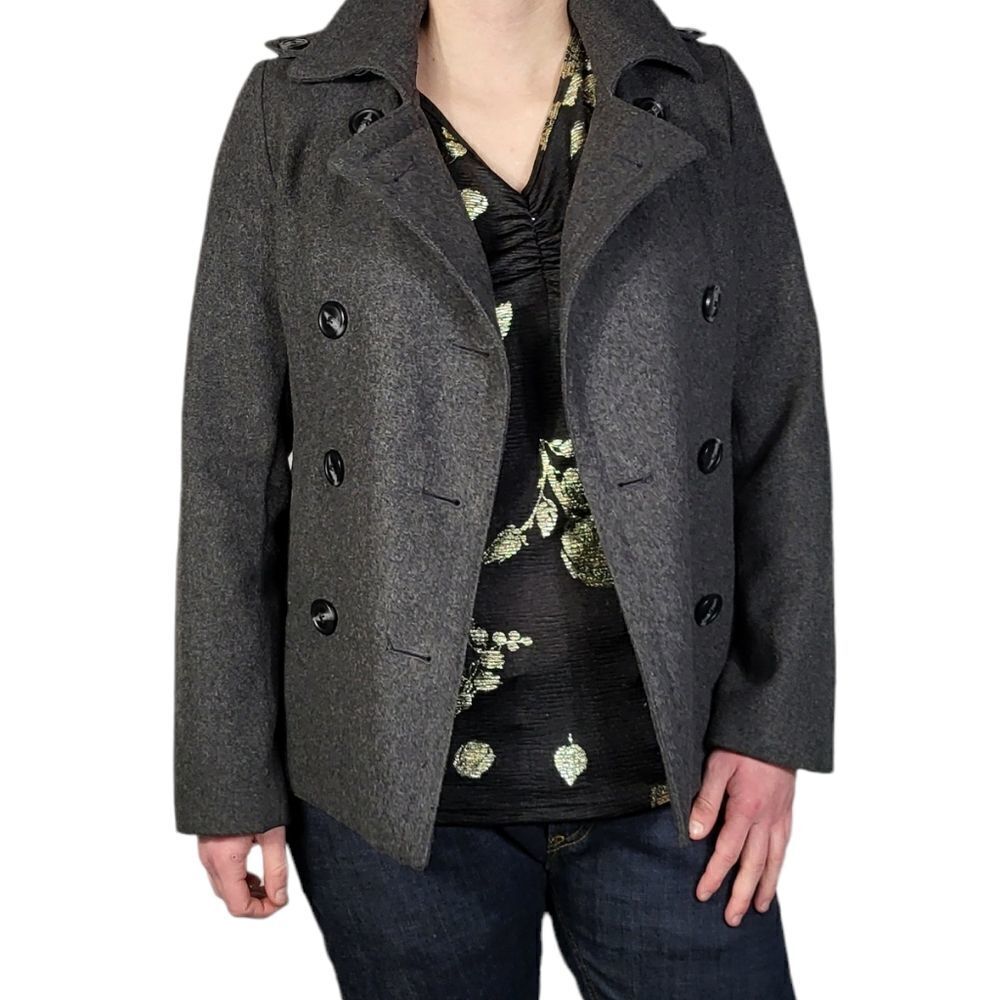 Gray Peacoat Gap Double Breasted Jacket - image 3